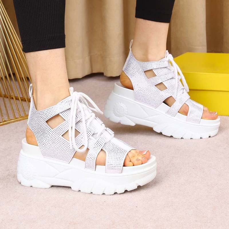 Shiny Lace-Up Sandals