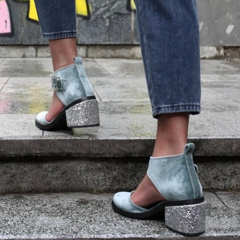 Thick Heel Round-toe Sandals