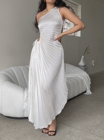 One-shoulder Hollow Maxi Dress