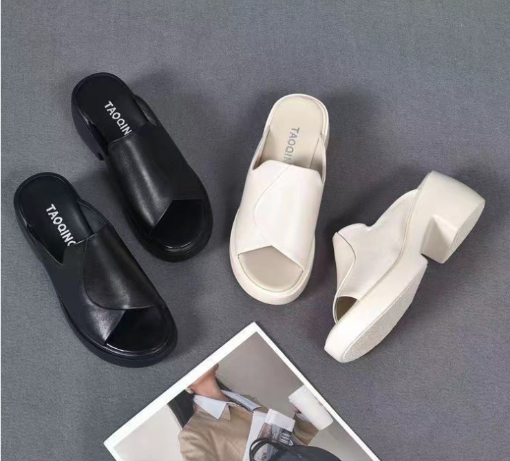 Chunky Leather Casual Waterproof Walking Slippers