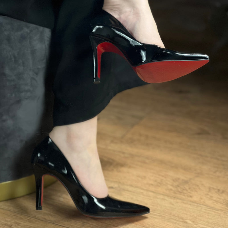 Black Red-Sole High-Heels Shoes