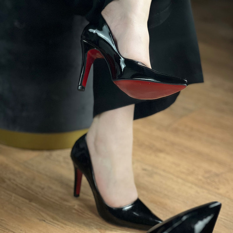 Black Red-Sole High-Heels Shoes