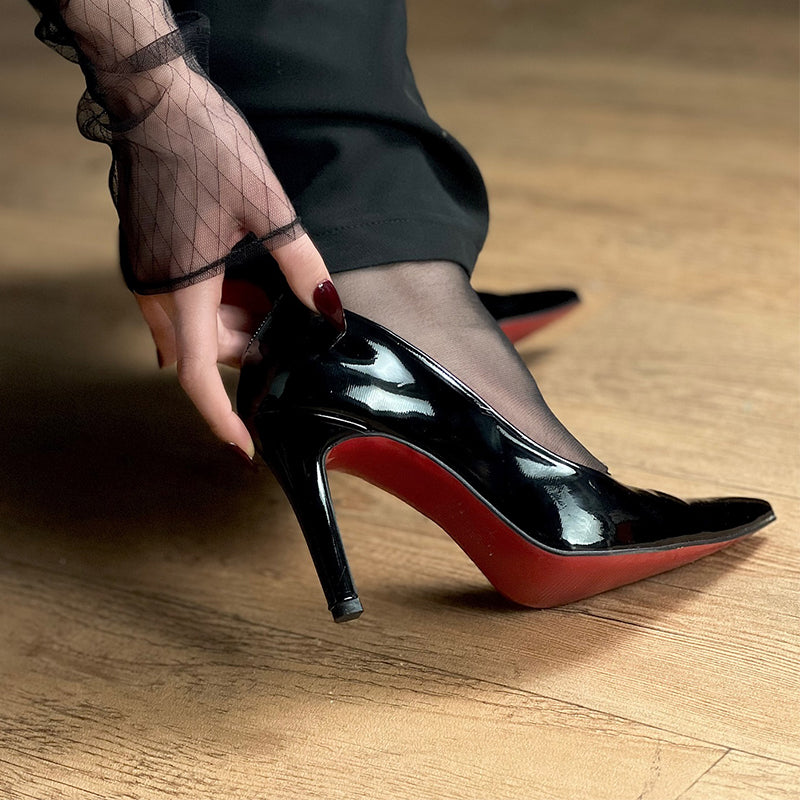 Black Red-Sole High-Heels Shoes