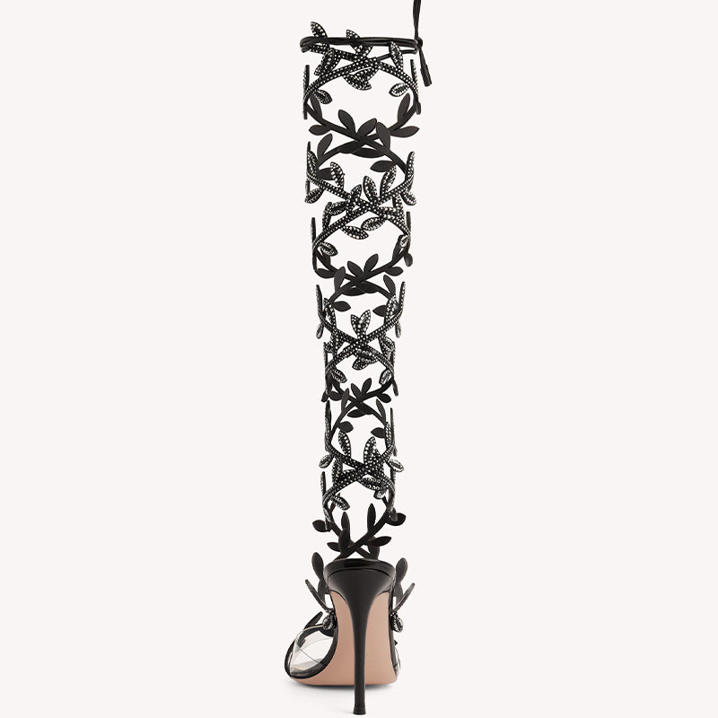 Crystal Leaves High-Heel Shoes