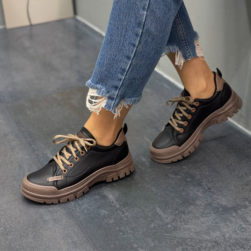 Color-Blocking Leather Non-Slip Shoes