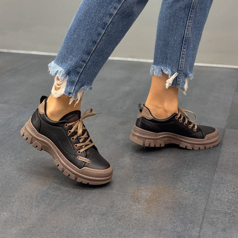 Color-Blocking Leather Non-Slip Shoes