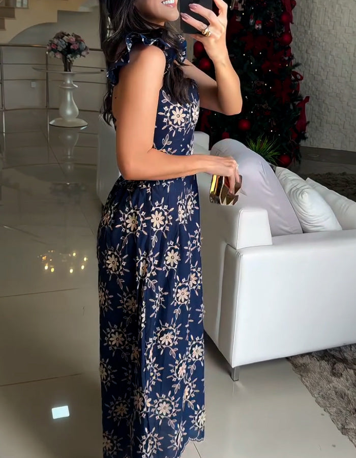 Blue Sun Print Dress