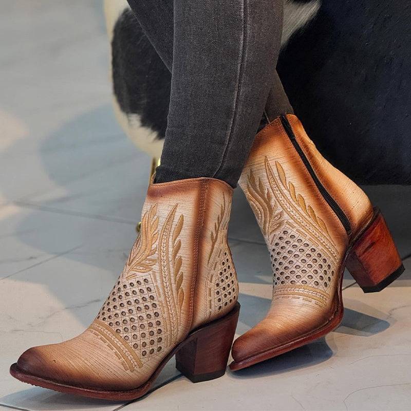 Embroidered Chunky Boots