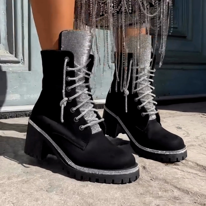 Black Shiny Suede Boots