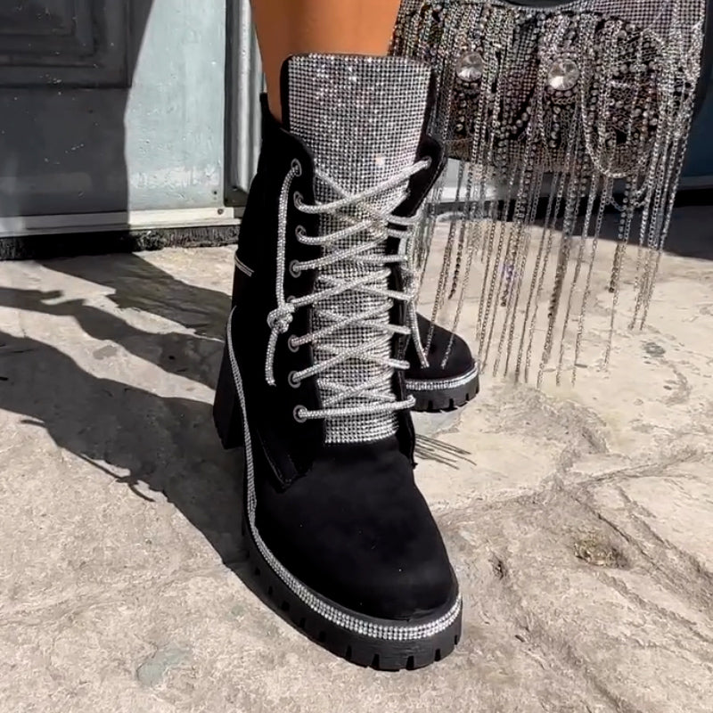 Black Shiny Suede Boots