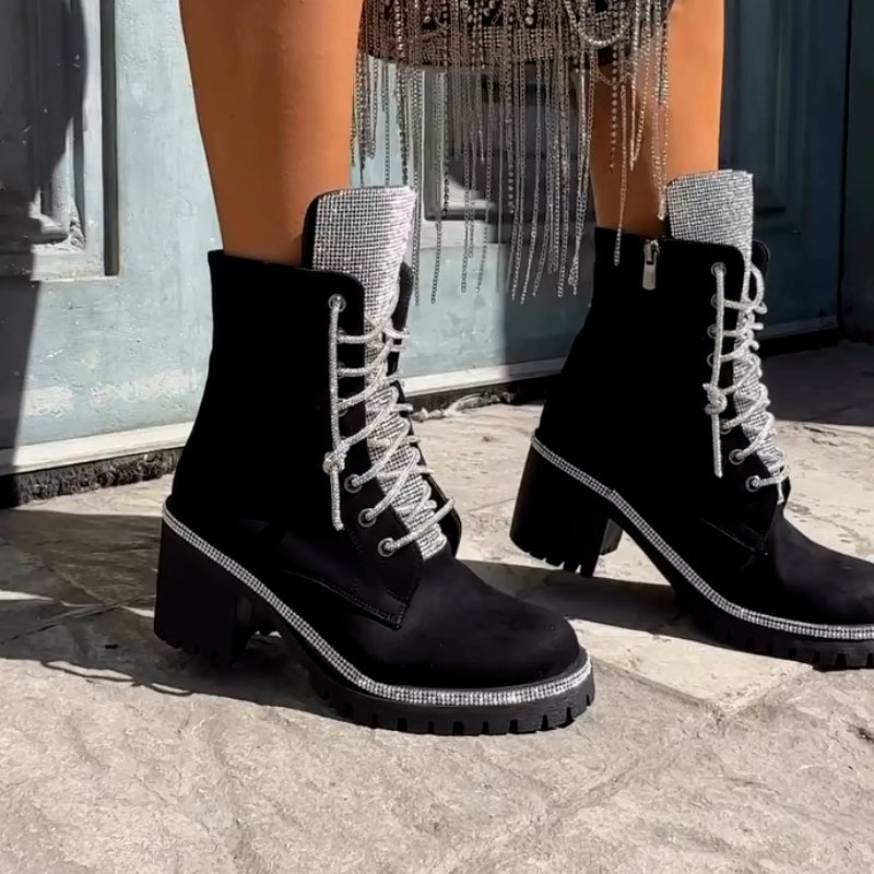 Black Shiny Suede Boots