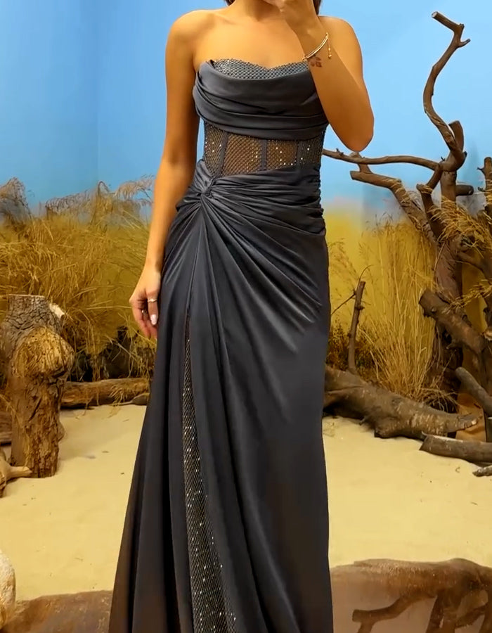 Gray Party Maxi Dress