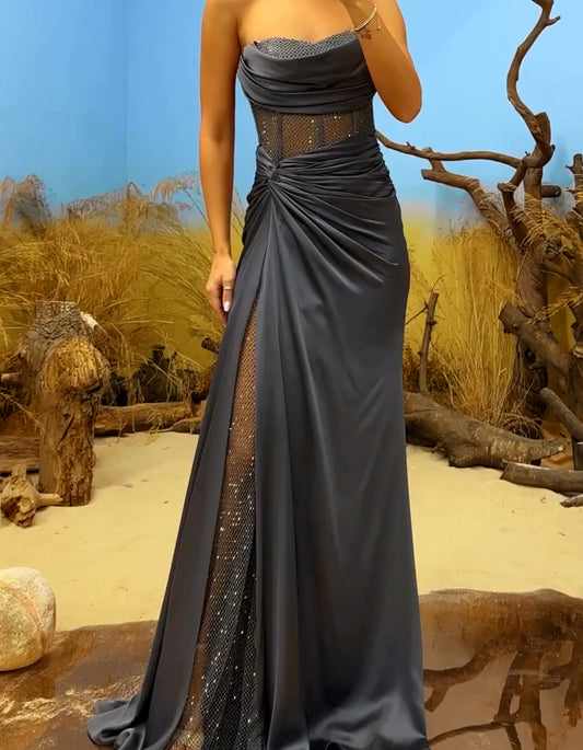 Gray Party Maxi Dress
