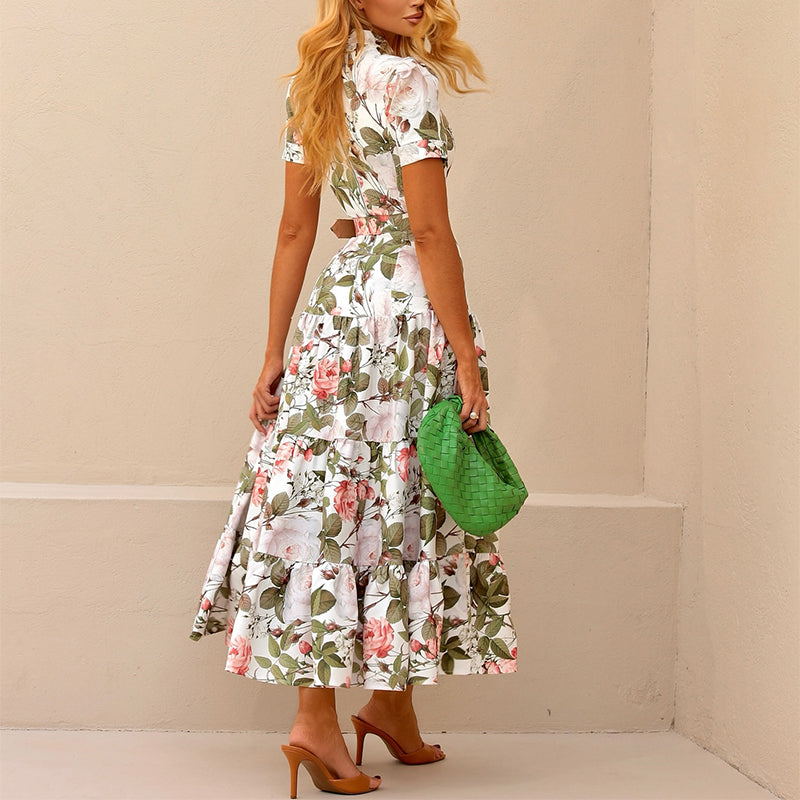Floral Printed Belted Dress