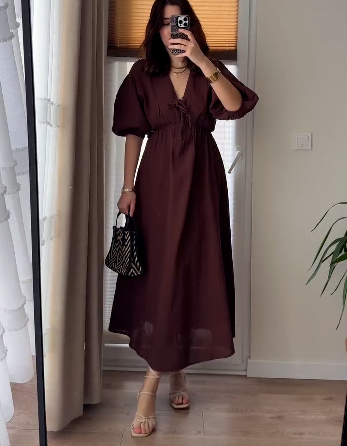 Solid-Color Waist Dress