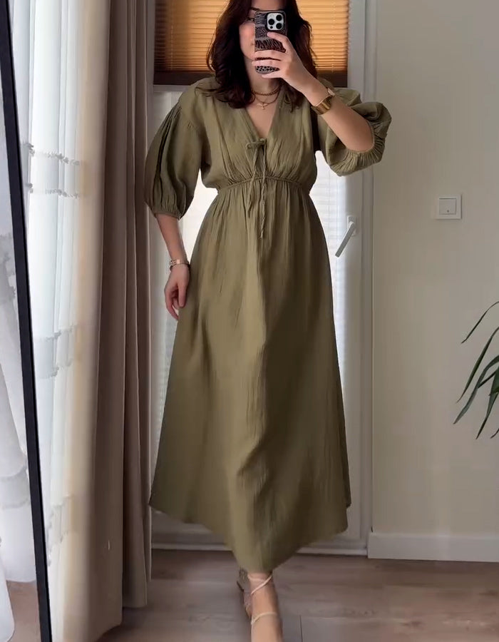 Solid-Color Waist Dress