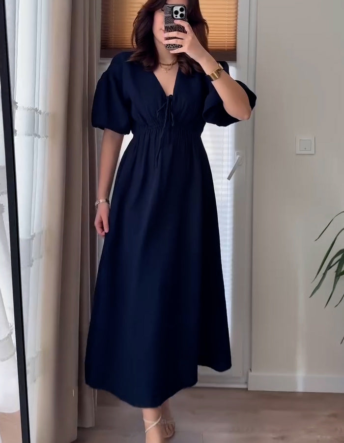 Solid-Color Waist Dress