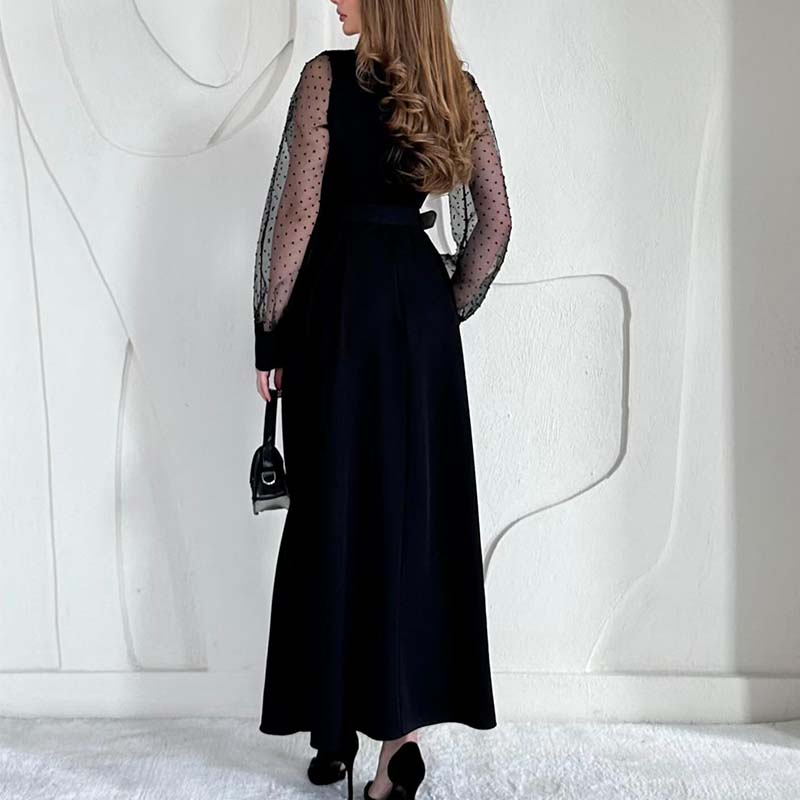 Black Tulle Sleeve Dress