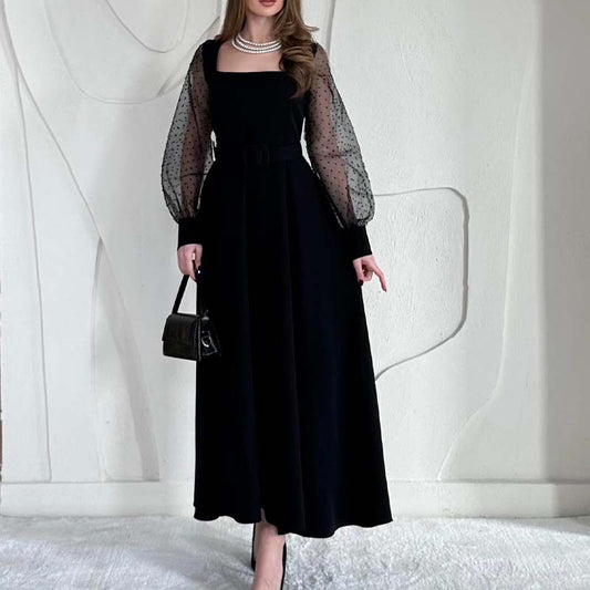 Black Tulle Sleeve Dress