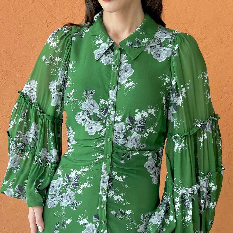 Green Waist Casual Dress