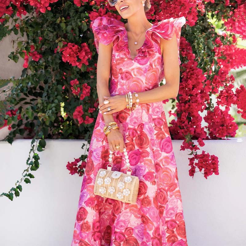 Pink Floral Sleeveless Dress