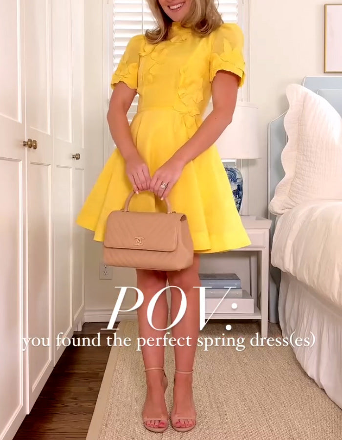 Yellow Embroidered Mini Dress