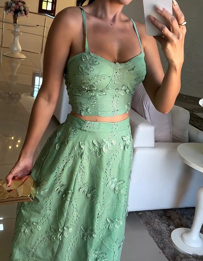 Green Casual Two Piece Dress