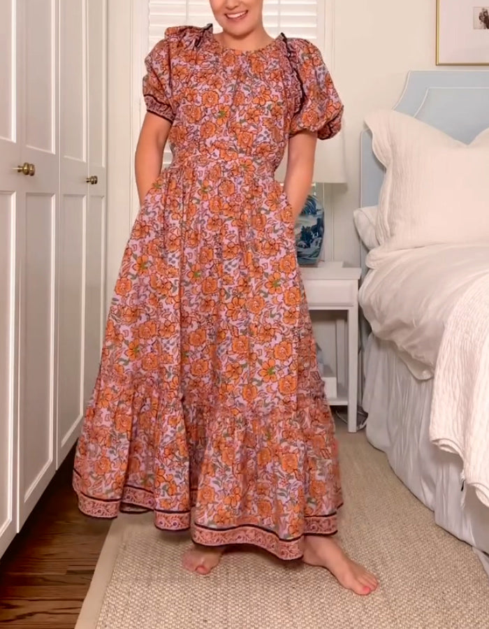 Floral Pocket Casual Dress