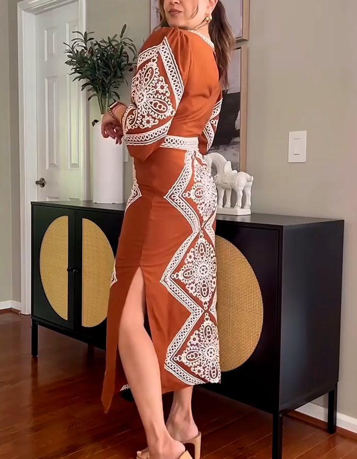 Brown Rhombus Chic Dress