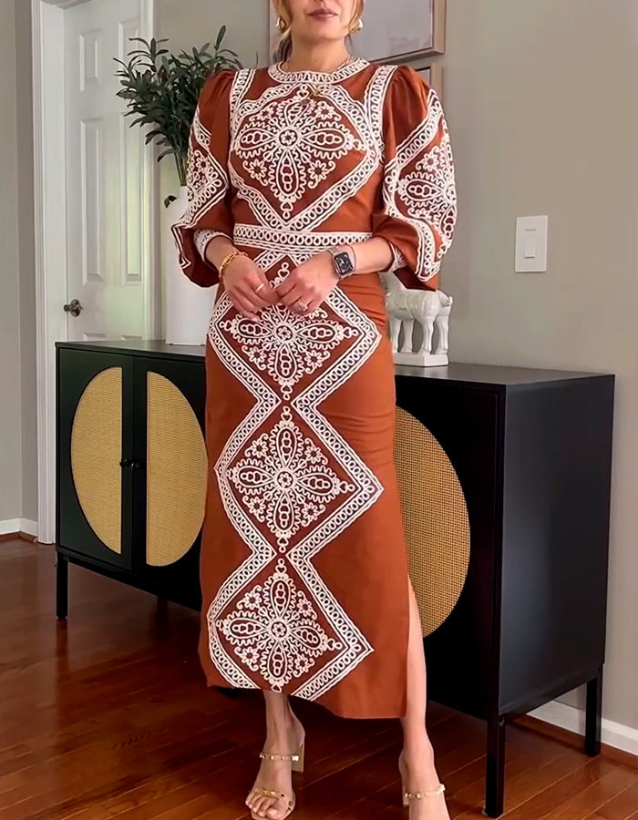Brown Rhombus Chic Dress