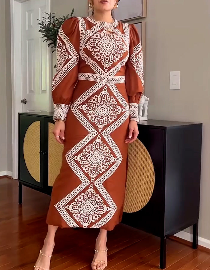 Brown Rhombus Chic Dress