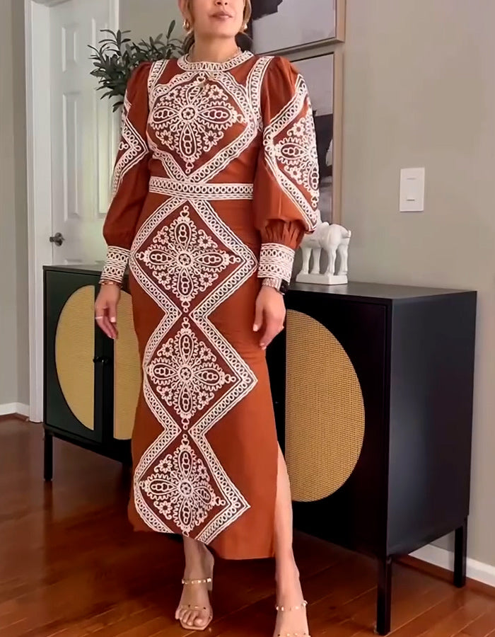 Brown Rhombus Chic Dress