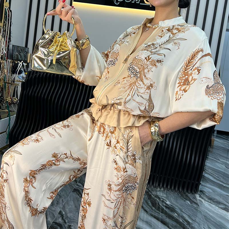 Gold Silk Casual Sets