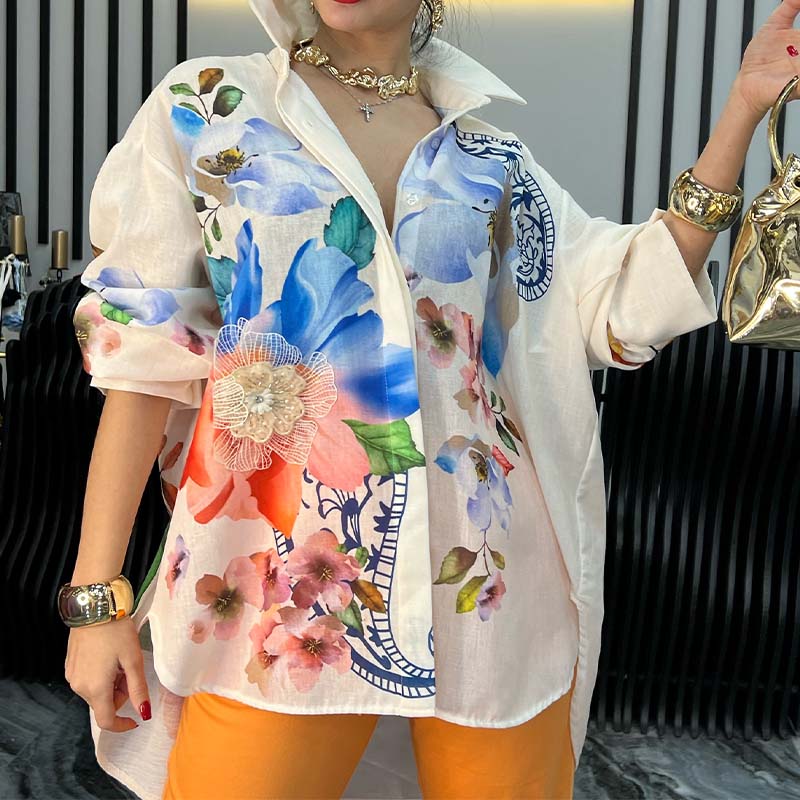 Flower Print Loose Shirt
