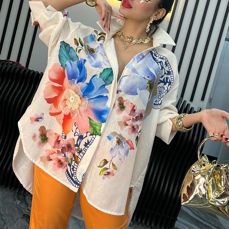 Flower Print Loose Shirt