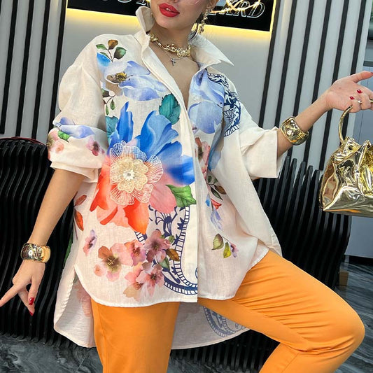 Flower Print Loose Shirt