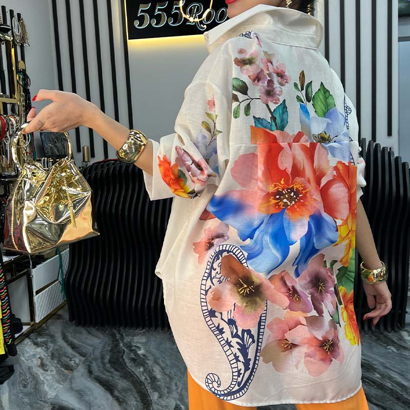 Flower Print Loose Shirt