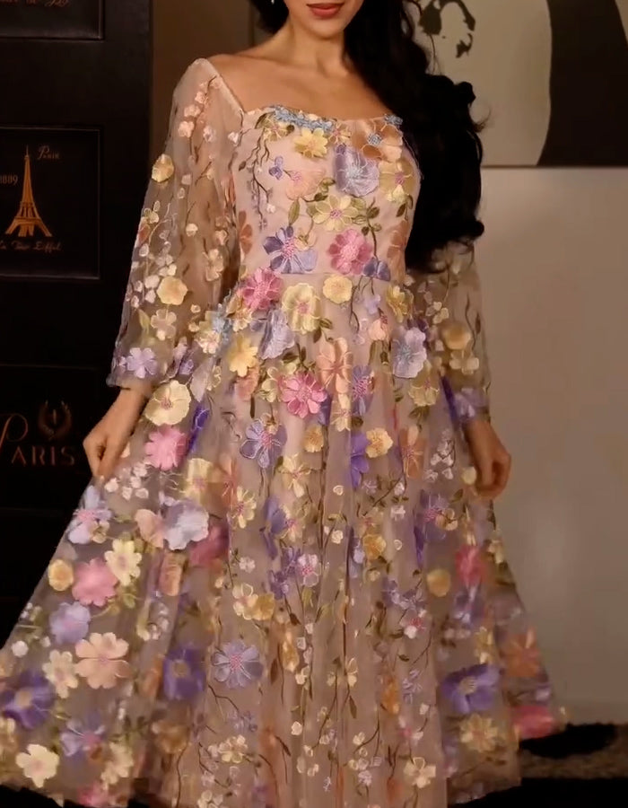 Flower Long Sleeve Dress