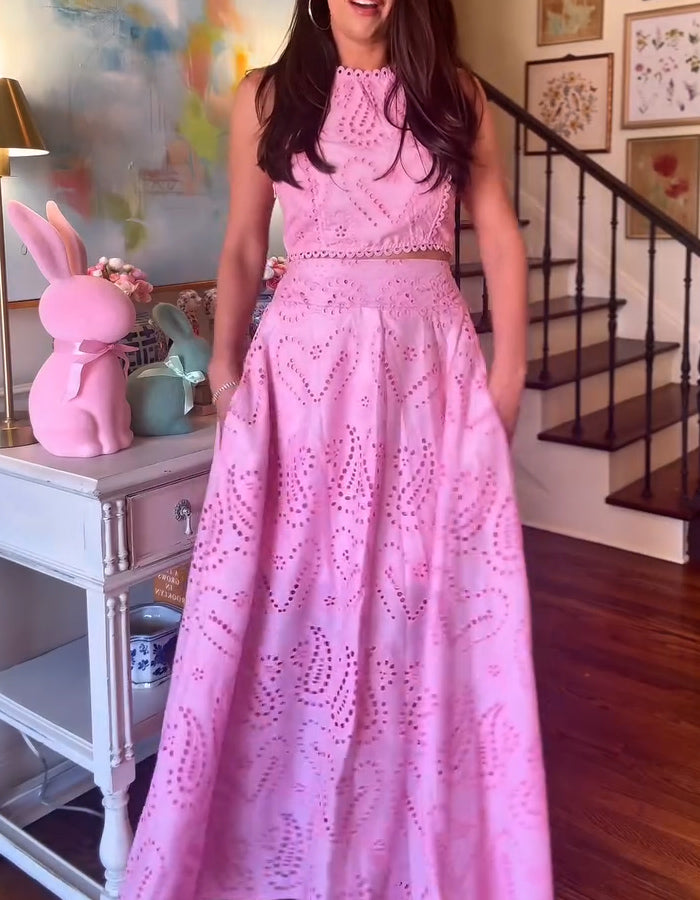 Lace Holes Two Pieces Dress