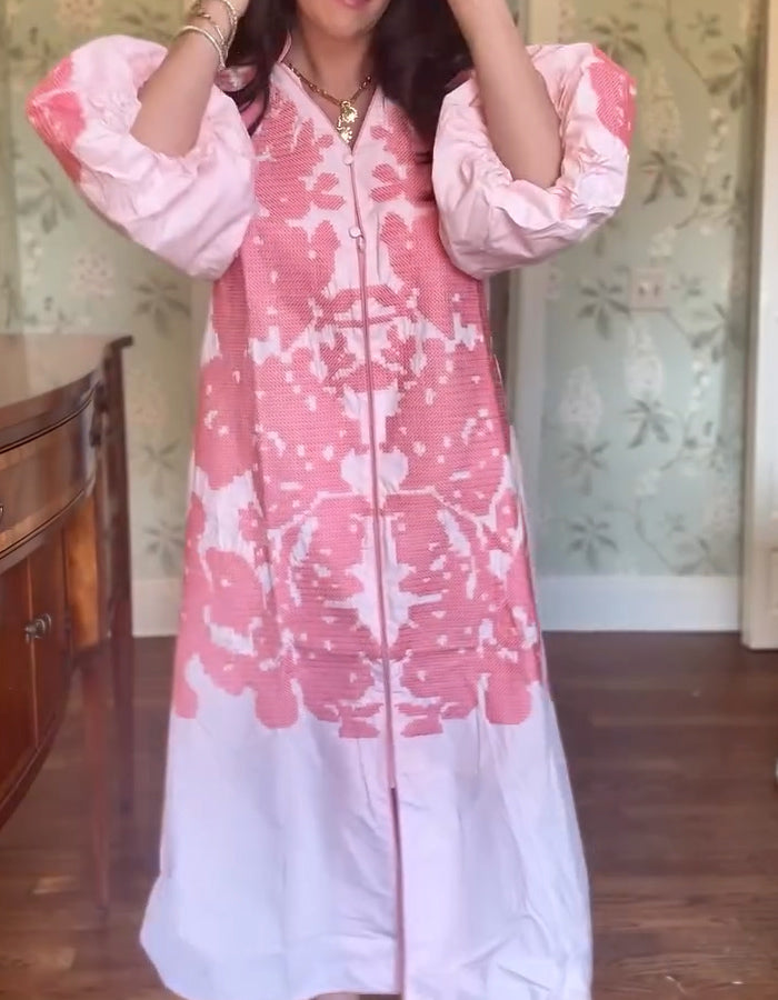 Embroidery 3/4 Sleeves Dress