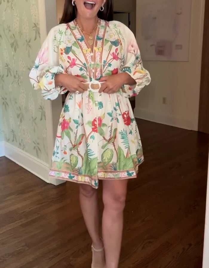 Lantern Sleeve Casual Dress