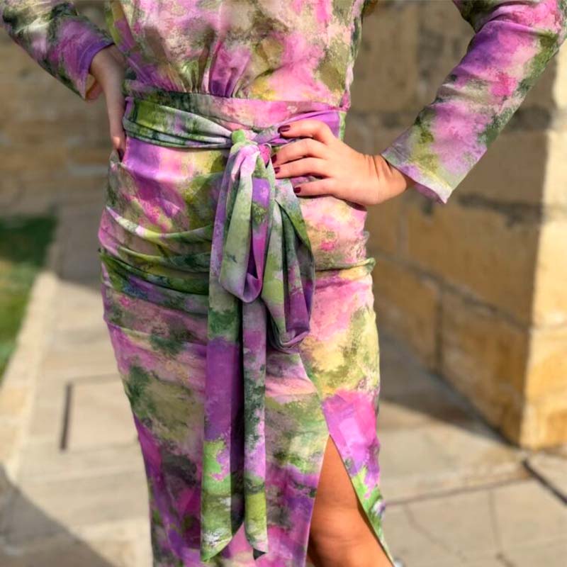 Mixed Color Slim Dress