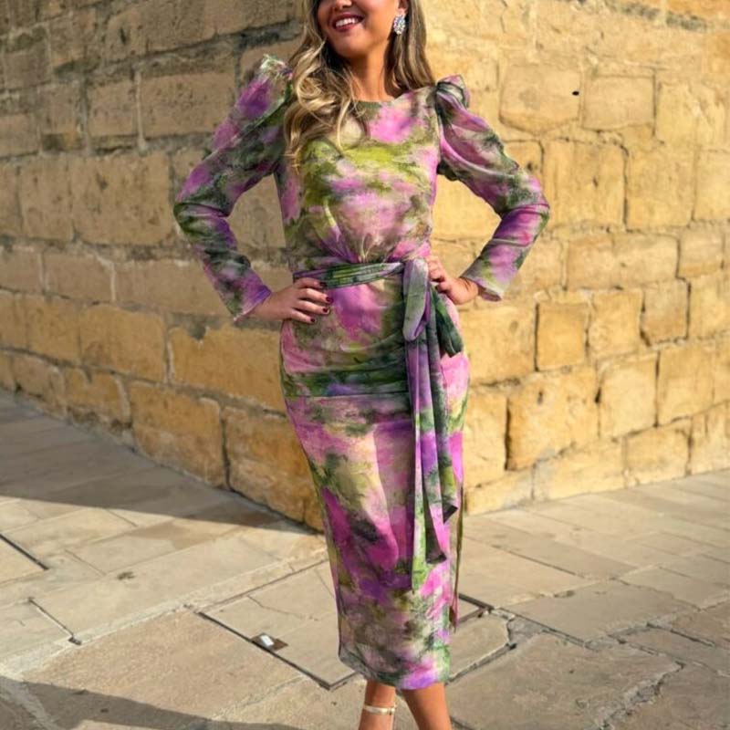 Mixed Color Slim Dress