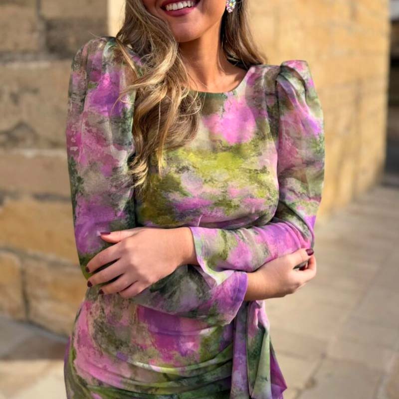 Mixed Color Slim Dress