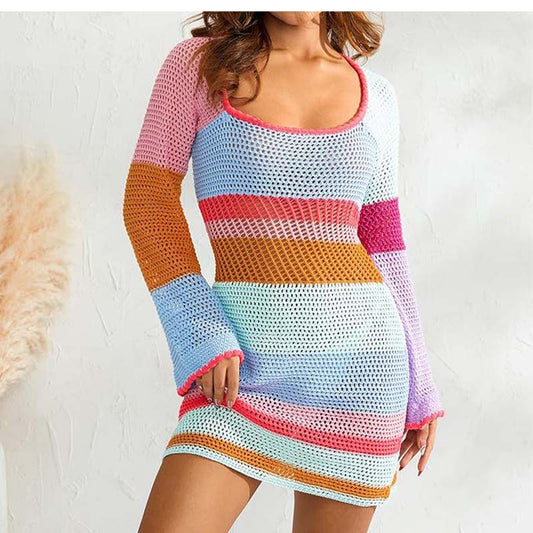 Crochet Knit Mini Dress