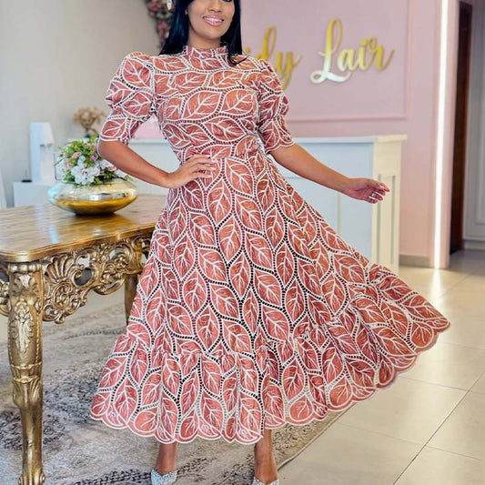 Leaf Print Casual Dress