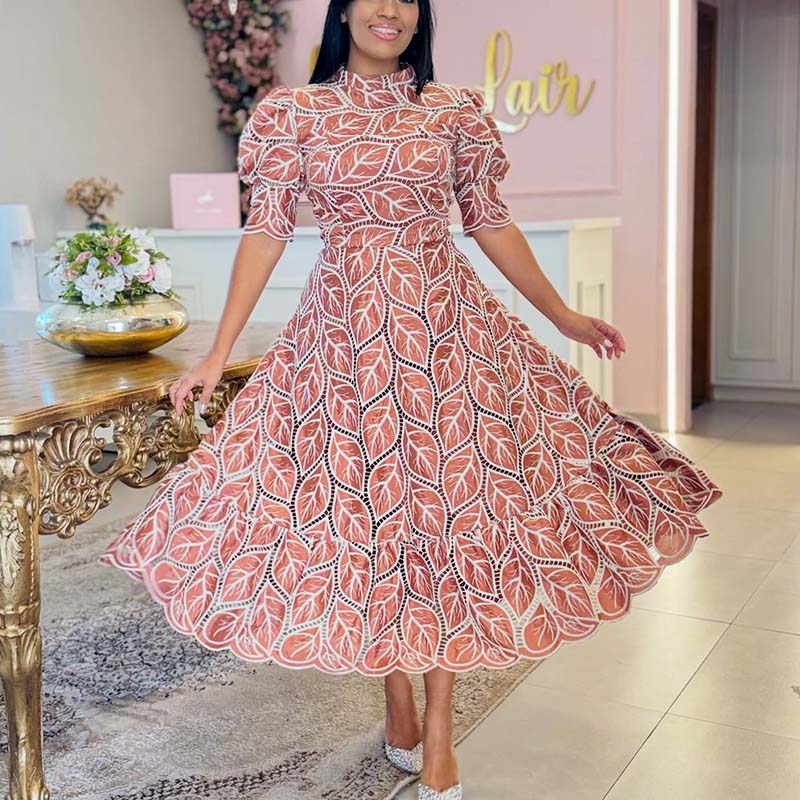 Leaf Print Casual Dress