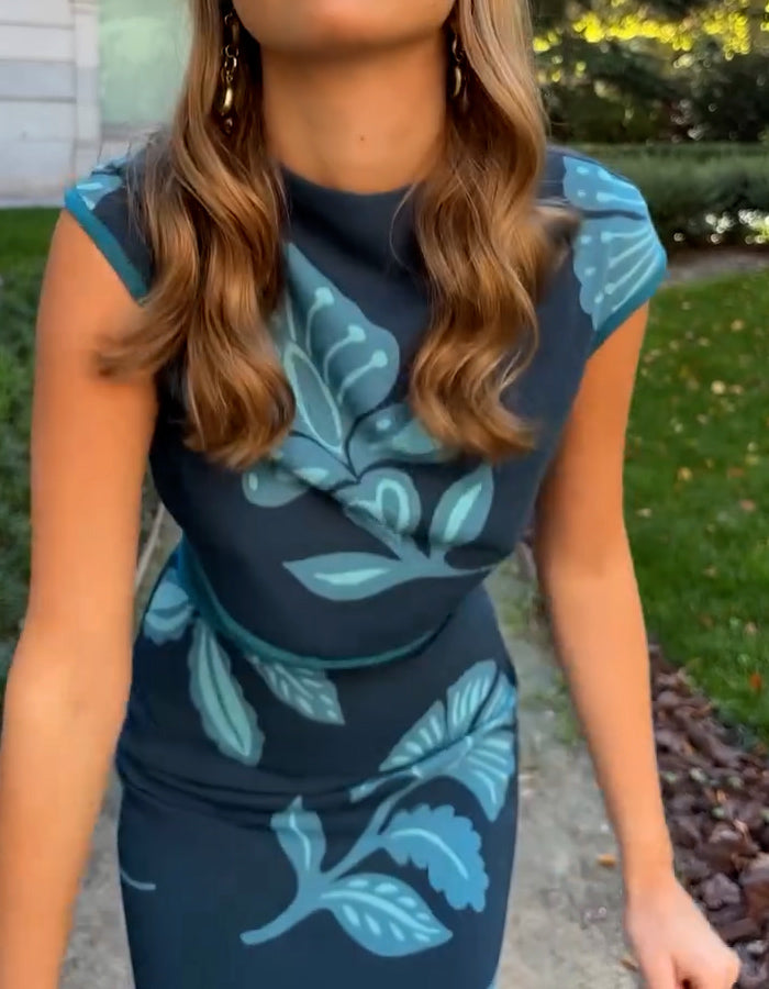 Black-Blue Two-Piece Dress