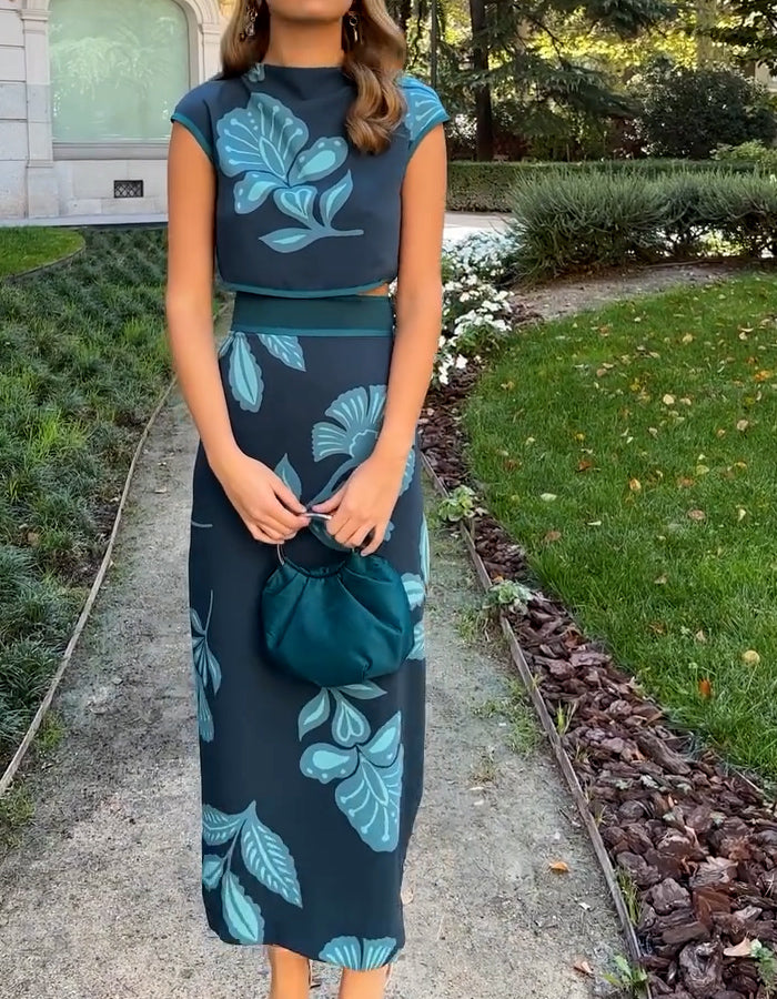 Black-Blue Two-Piece Dress