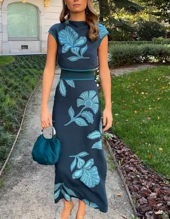 Black-Blue Two-Piece Dress